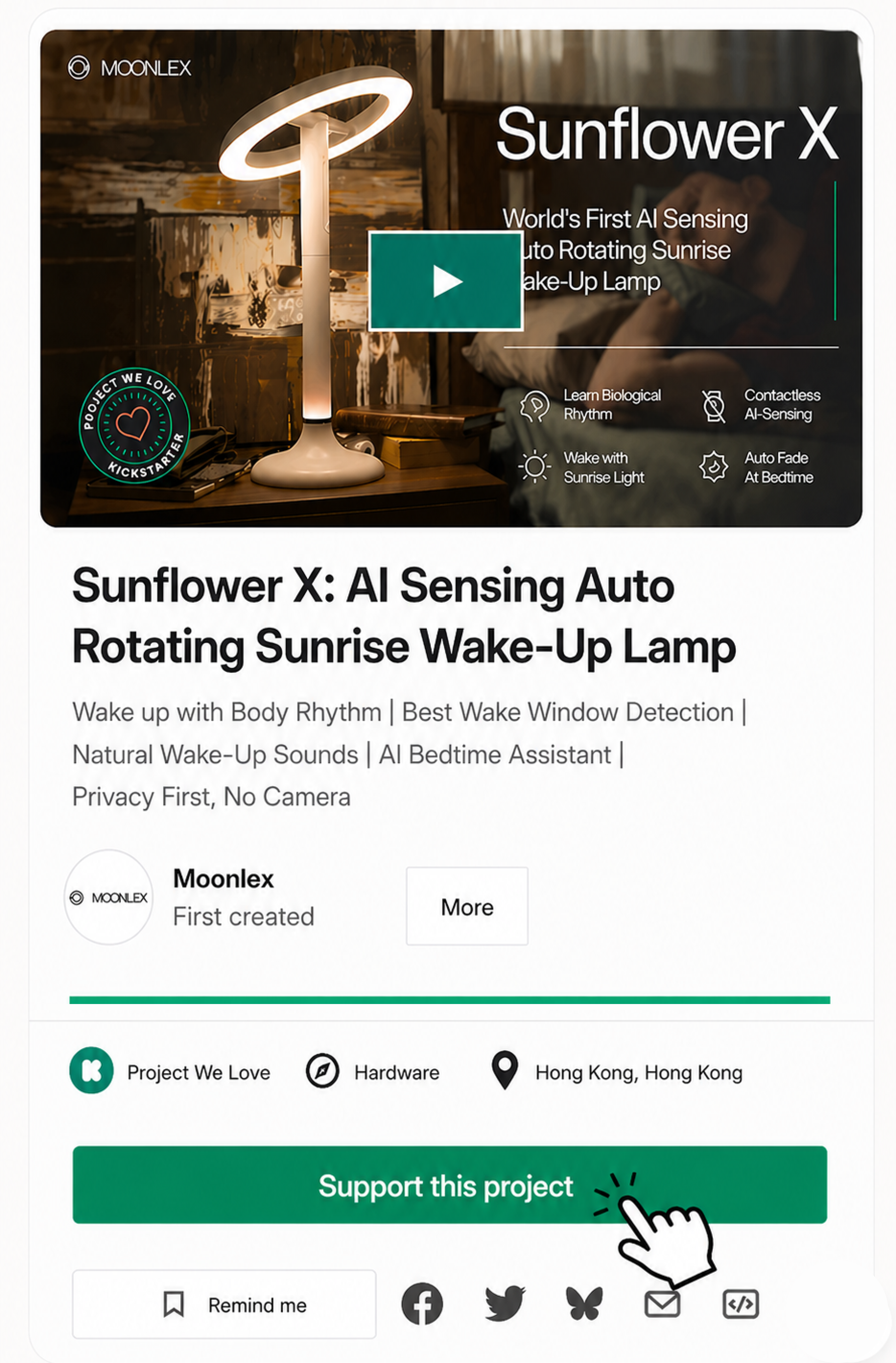 Kickstarter back page preview for Sunflower X